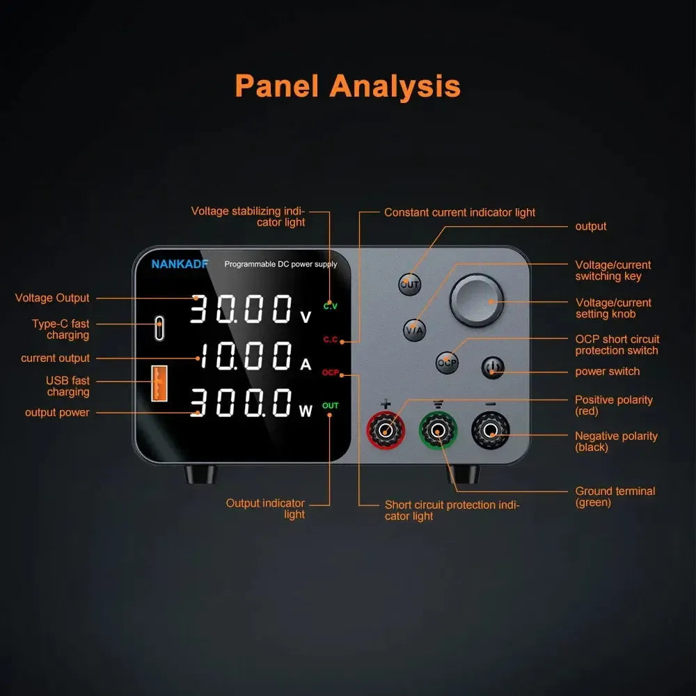 30V 10A Lab Adjustable DC Power Supply