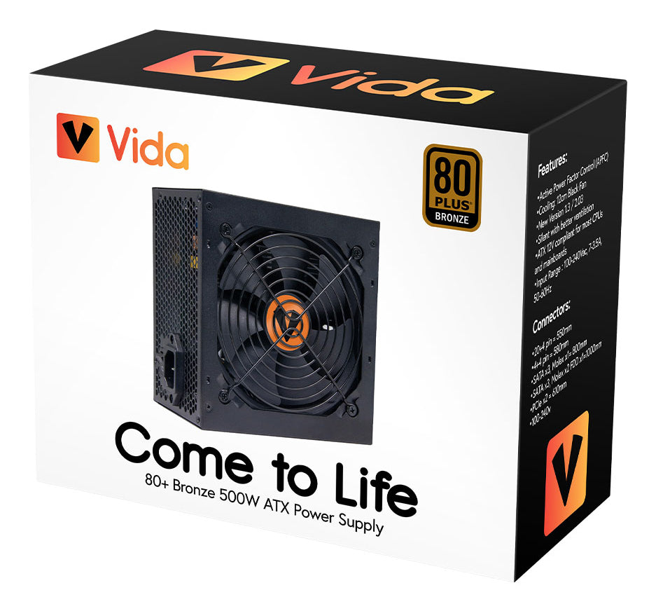 VIDA ATX-500W power supply unit 24-pin ATX Black