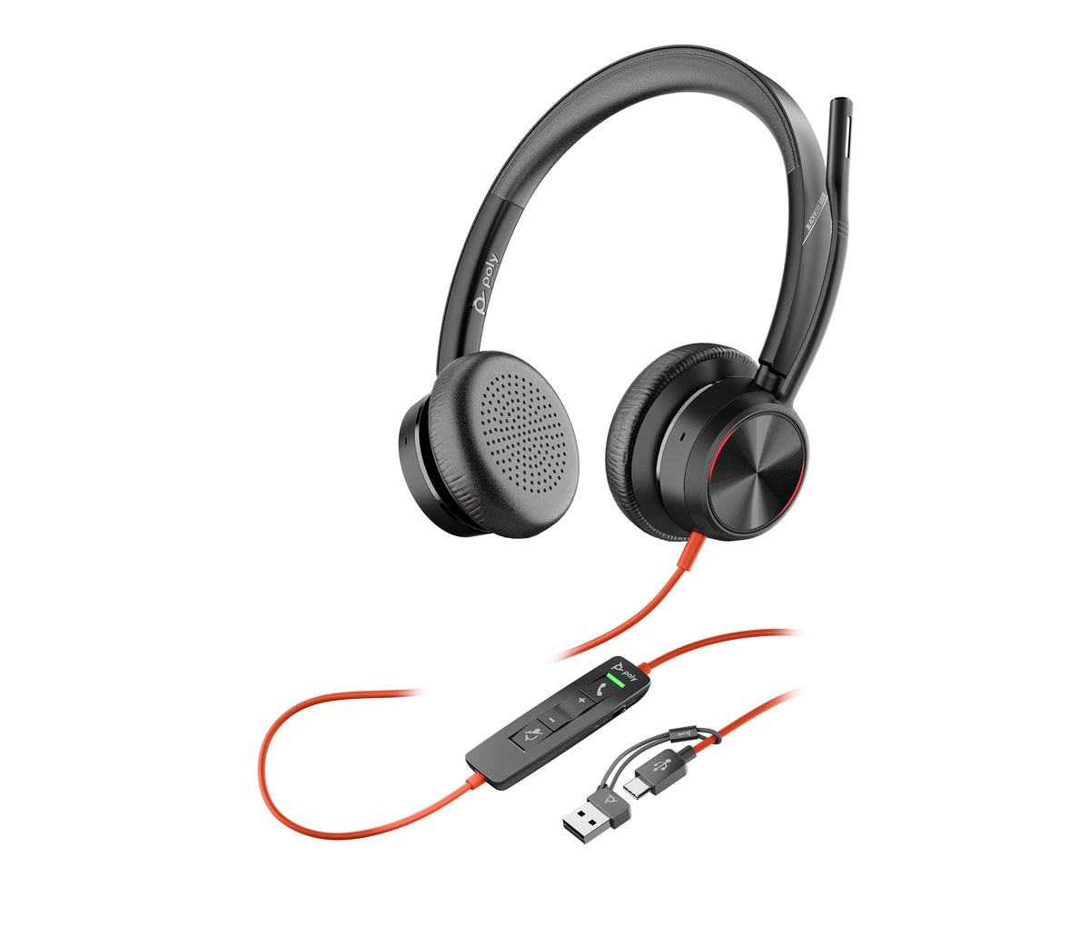 HP Poly Blackwire 8225 Stereo Microsoft Teams Certified USB-C Headset +USB-C/A Adapter