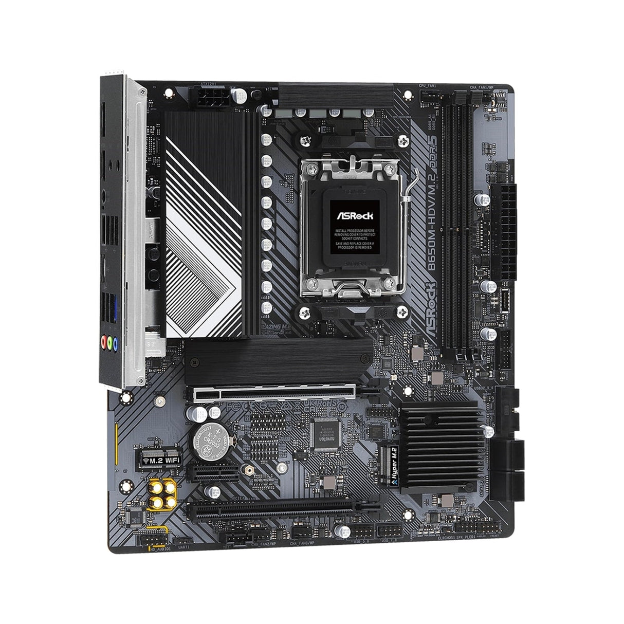 ASRock B650M-HDV/M.2 AMD AM5 Socket Motherboard, Micro-ATX, 2x DDR5 Slots, 2x M.2 Sockets, Fitted I/O Shield, 2.5GbE LAN, 1x DisplayPort / 1x HDMI Port