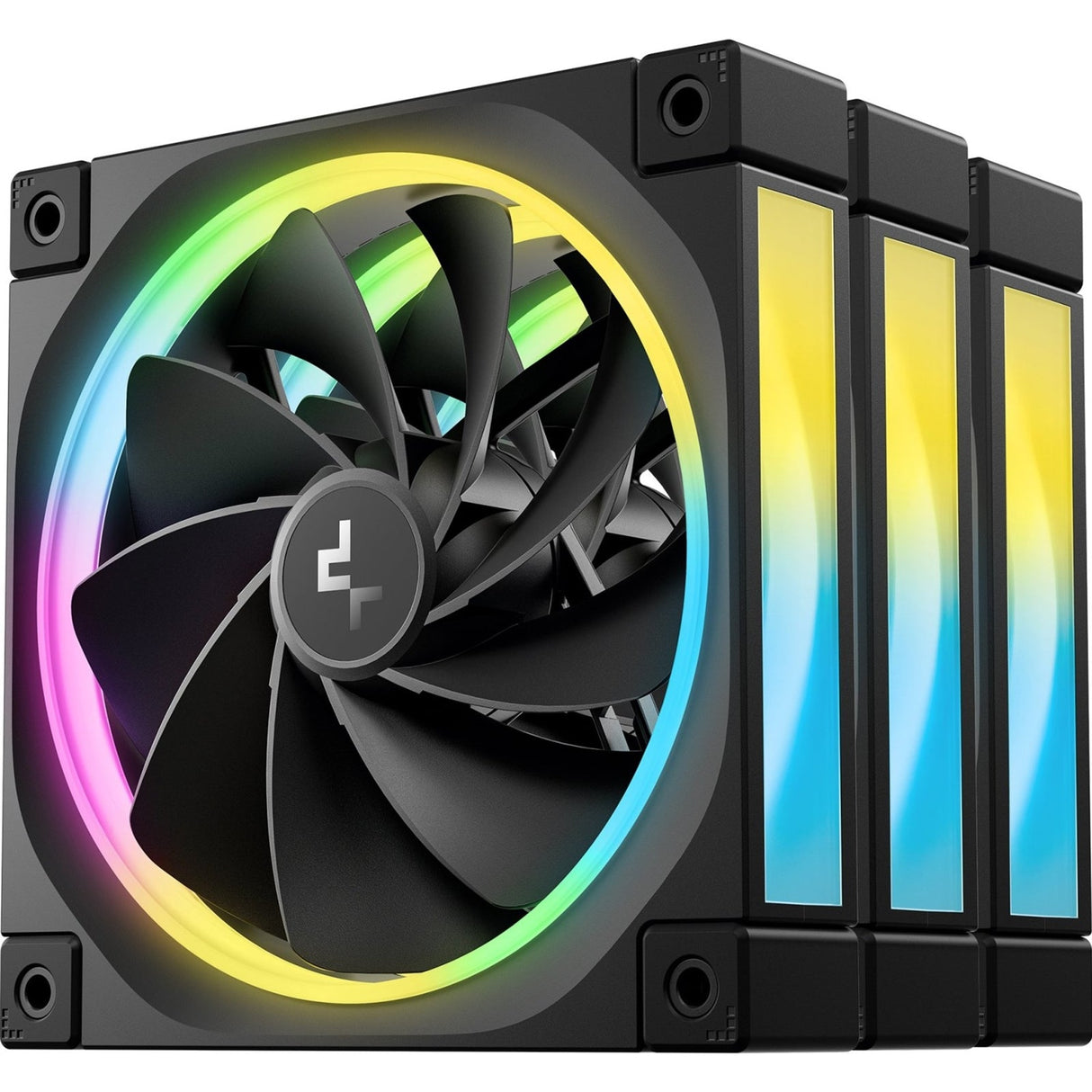 DeepCool FL12 120mm PWM 3 Pack Reverse Fan - High Performance, Low Noise, Fluid Dynamic Bearing, 36 ARGB LEDs, 500-2150 RPM, 55 CFM Airflow, 4-Pin PWM Control