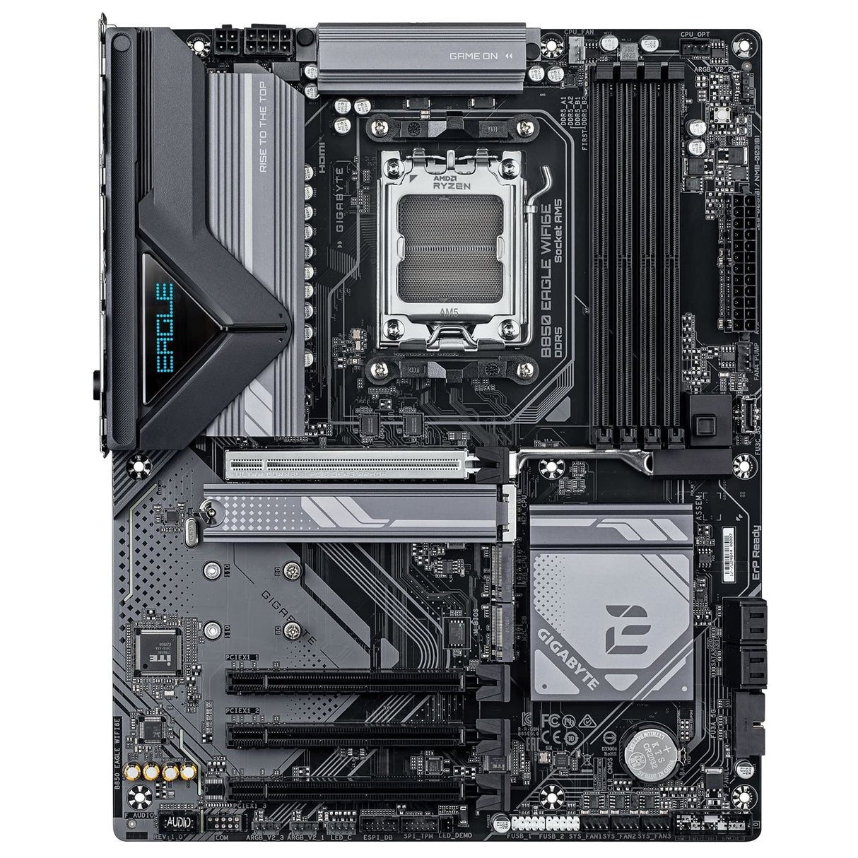 Gigabyte B850 EAGLE WIFI6E AMD AM5 Socket Motherboard, ATX, 4x DDR5 Slots, 3x M.2 Sockets, Fitted I/O Shield, GbE LAN, Wi-Fi 6E, 1x DisplayPort / 1x HDMI Port