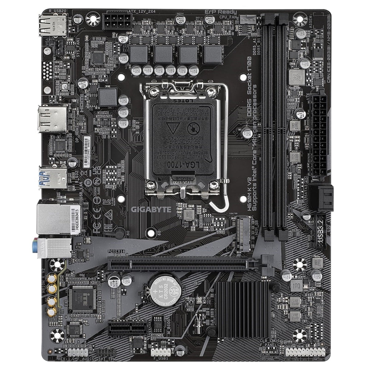 Gigabyte H610M K V2 DDR5 Anti-Sulfur Resistor Intel 1700 Socket Motherboard, Micro-ATX, 2x DDR5 Slots, 1x M.2 Socket, GbE LAN, 1x DisplayPort / 1x HDMI Port