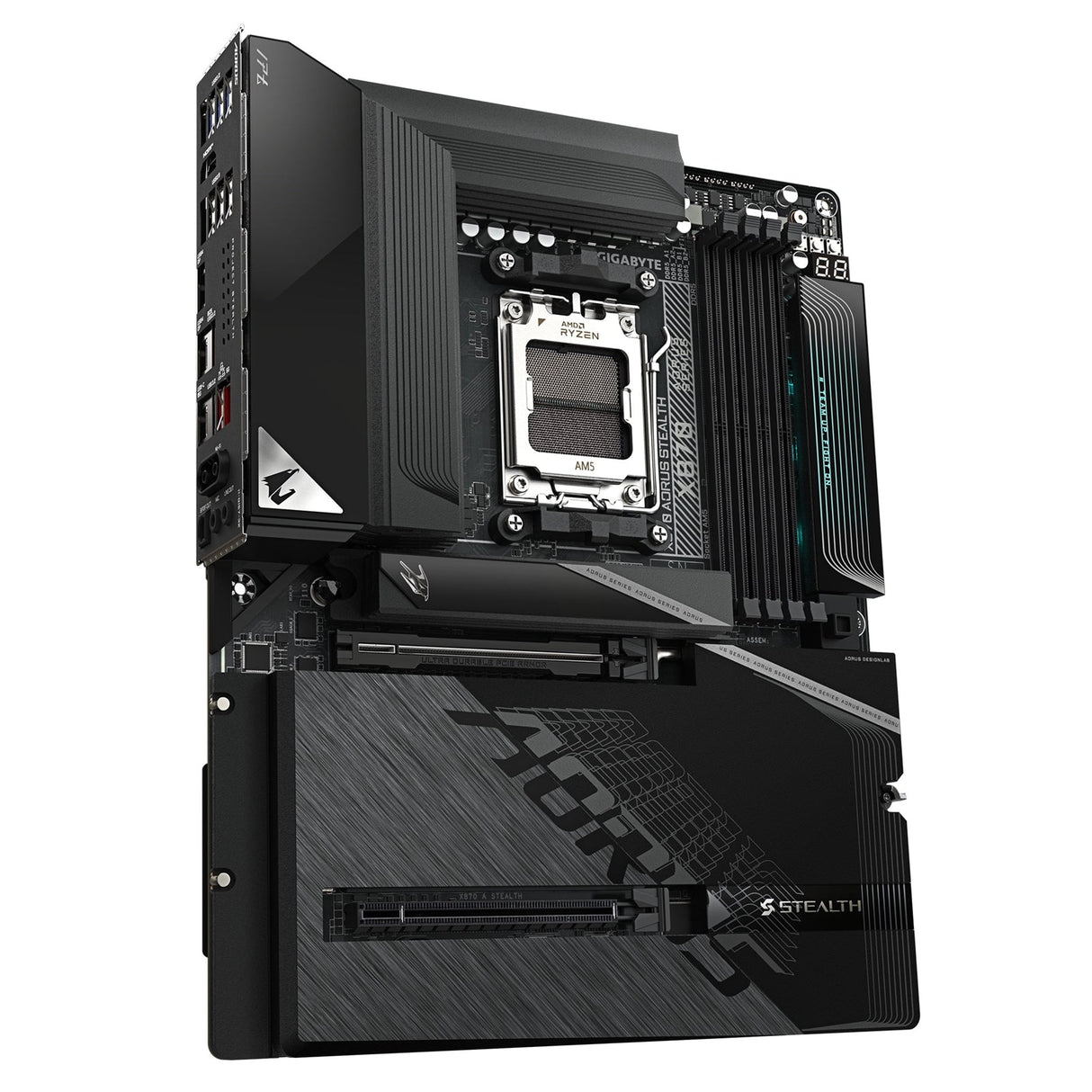 Gigabyte X870 AORUS STEALTH AMD AM5 Socket Motherboard, ATX, 4x DDR5 Slots, 4x M.2 Socket, 5GbE LAN, WiFi 7, 1x HDMI Port / 2x USB-C (USB4)