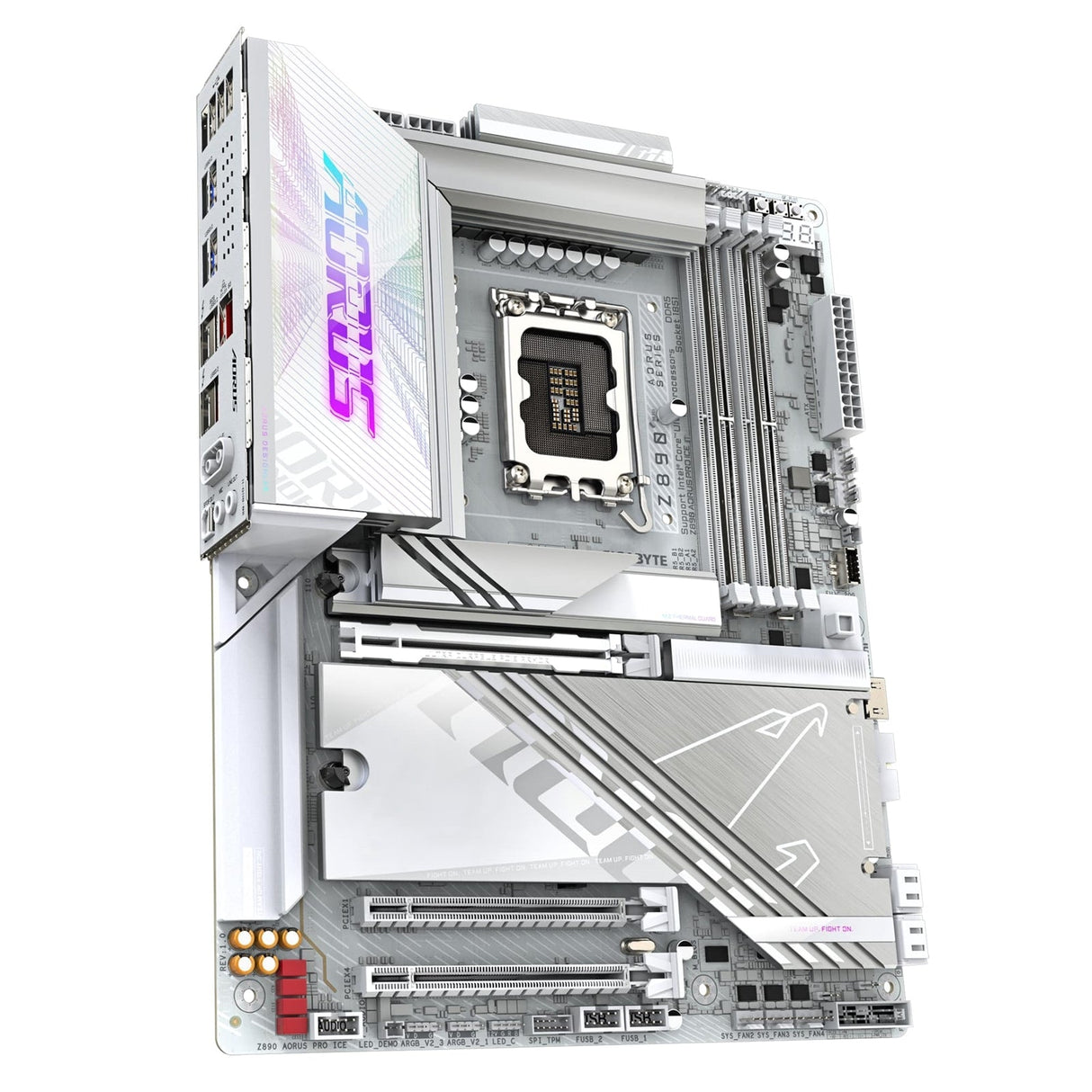 Gigabyte Z890 AORUS PRO ICE Intel 1851 Socket Motherboard, ATX, 4x DDR5 Slots, 5x M.2 Sockets, Fitted I/O Shield, 5GbE LAN, Wi-Fi 7, 2x USB-C (USB4)