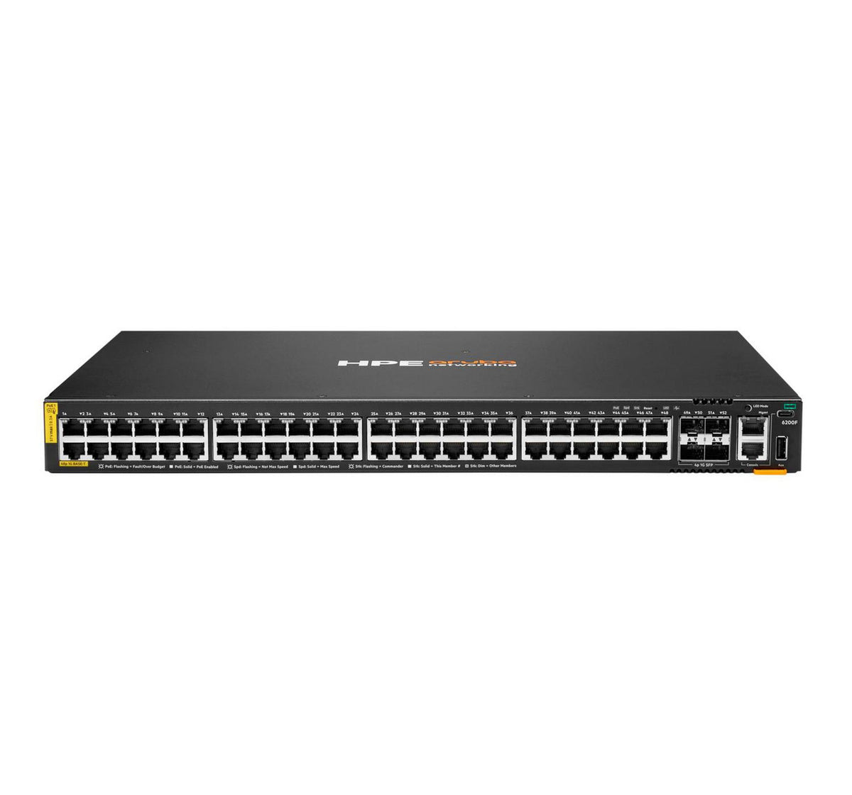 Hewlett Packard Enterprise Aruba Networking CX 6200F 48G Class-4 PoE 4SFP 370W