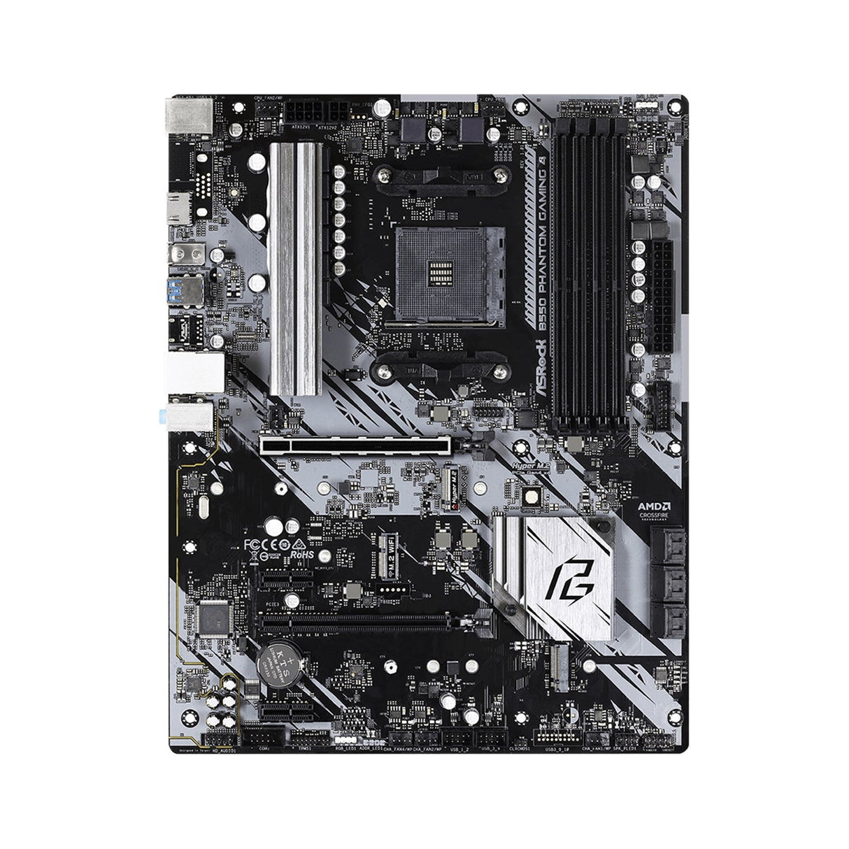 ASRock B550 Phantom Gaming 4 Super Alloy AMD AM4 Socket Motherboard, ATX, 4x DDR4 Slots, 2x M.2 Sockets, GbE LAN, 1x HDMI Port