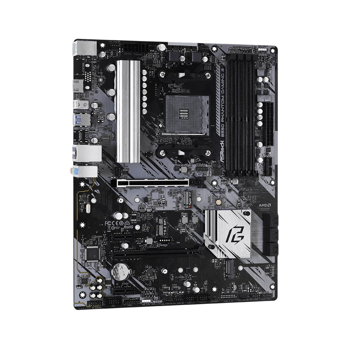 ASRock B550 Phantom Gaming 4 Super Alloy AMD AM4 Socket Motherboard, ATX, 4x DDR4 Slots, 2x M.2 Sockets, GbE LAN, 1x HDMI Port