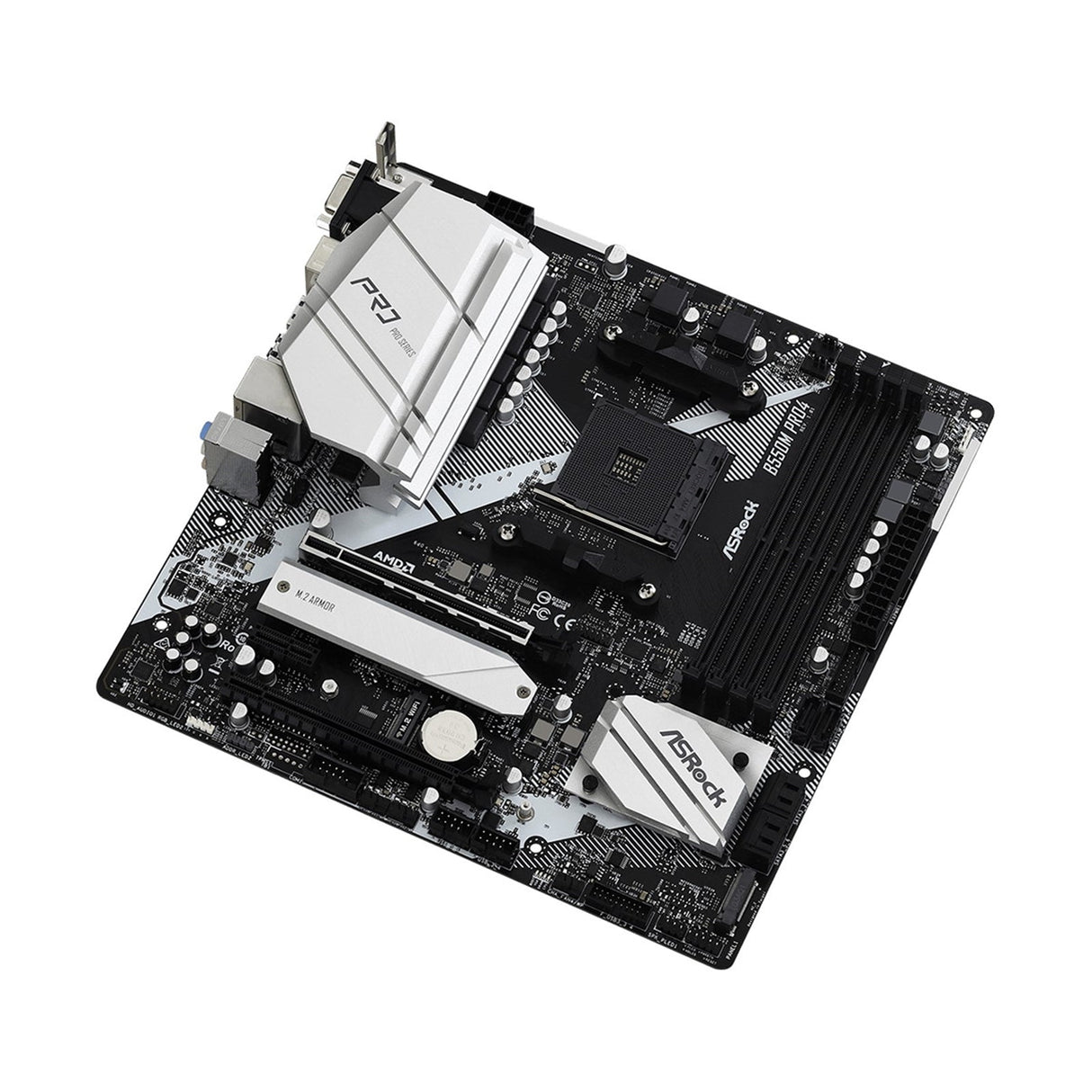 ASRock B550M Pro4 AMD AM4 Socket Motherboard, Micro-ATX, 4x DDR4 Slots, 2x M.2 Sockets, GbE LAN, 1x D-Sub / 1x DisplayPort / 1x HDMI Port