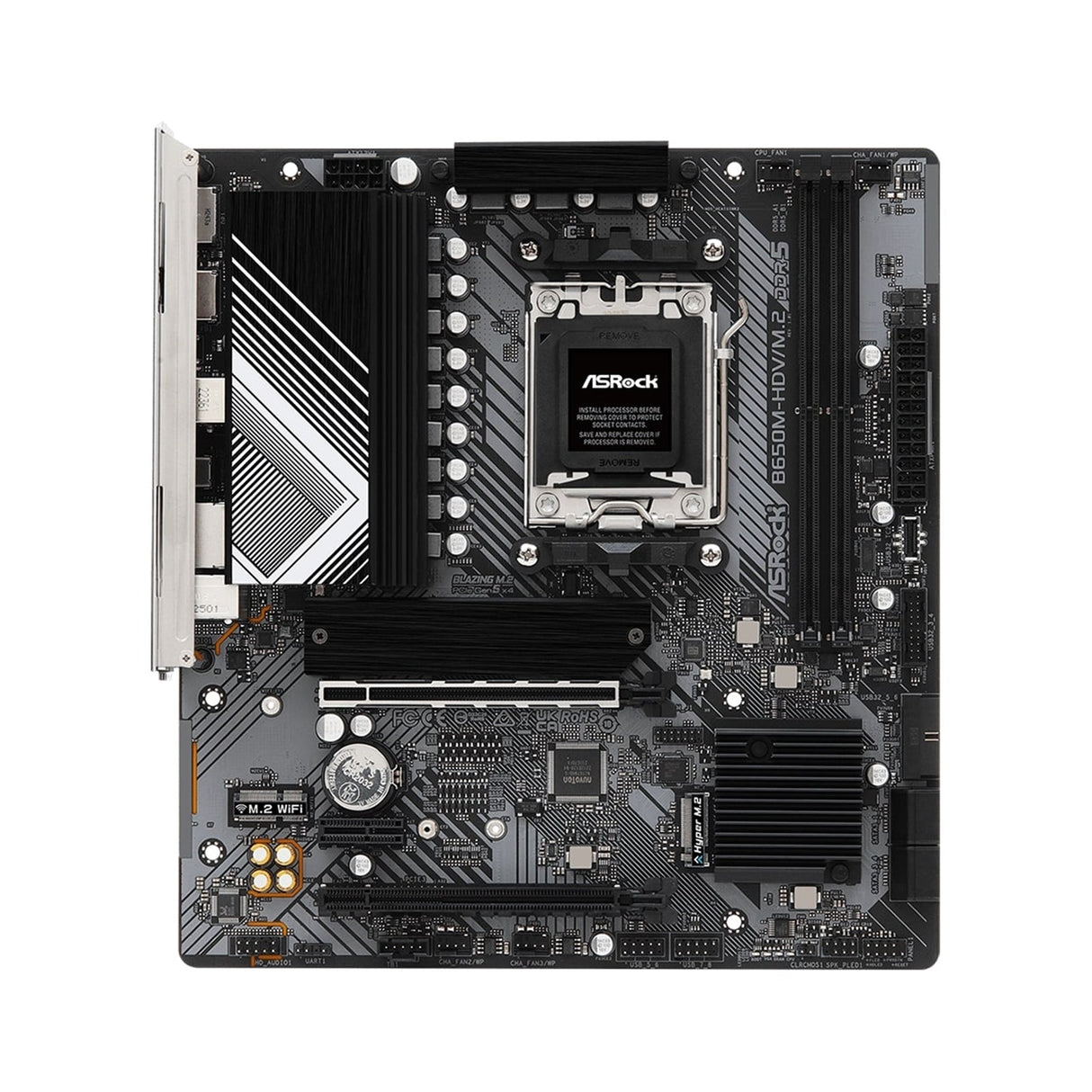ASRock B650M-HDV/M.2 AMD AM5 Socket Motherboard, Micro-ATX, 2x DDR5 Slots, 2x M.2 Sockets, Fitted I/O Shield, 2.5GbE LAN, 1x DisplayPort / 1x HDMI Port