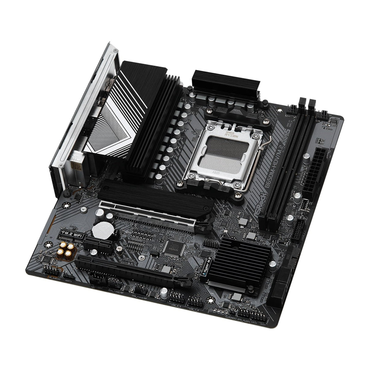 ASRock B650M-HDV/M.2 AMD AM5 Socket Motherboard, Micro-ATX, 2x DDR5 Slots, 2x M.2 Sockets, Fitted I/O Shield, 2.5GbE LAN, 1x DisplayPort / 1x HDMI Port