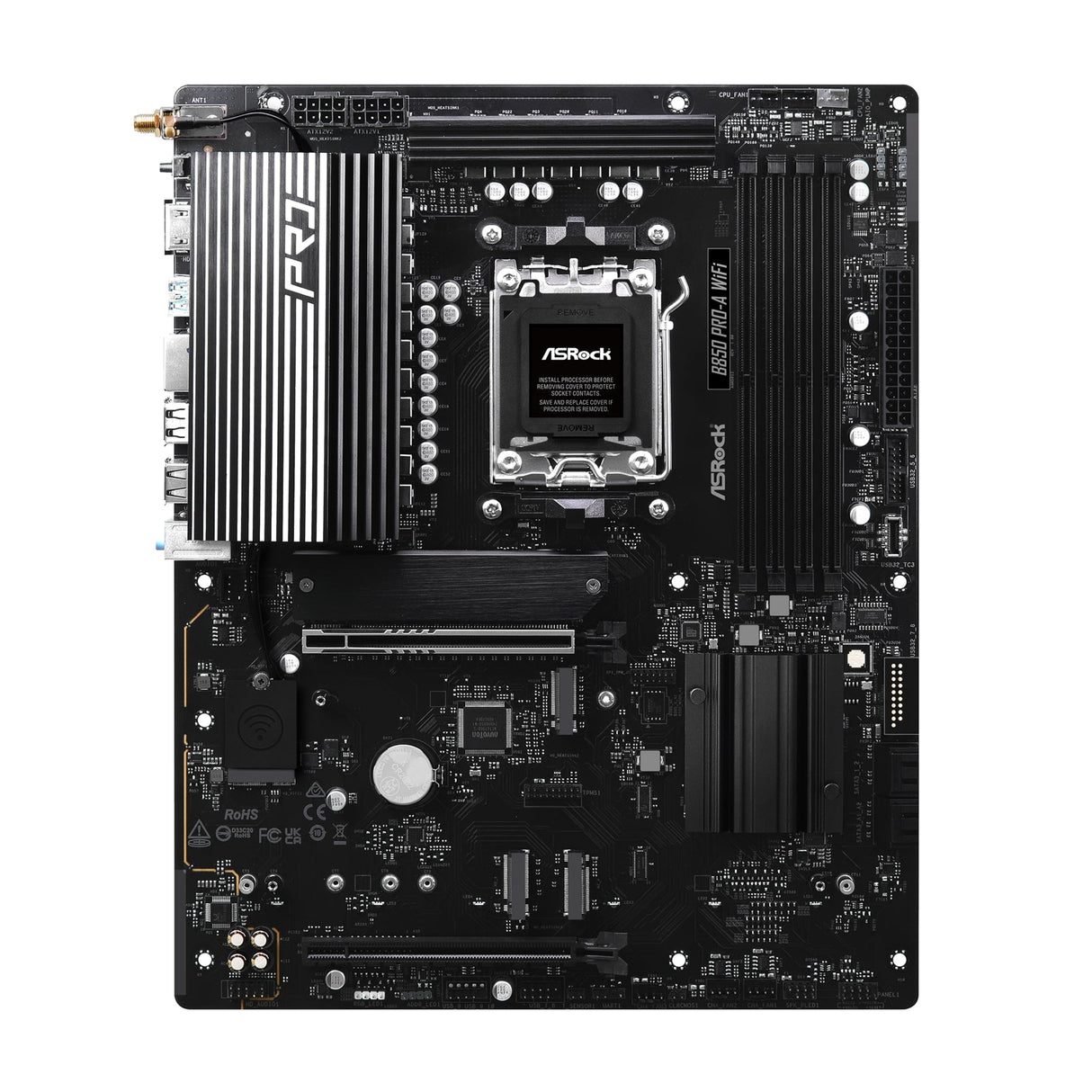 ASRock B850 Pro-A WiFi AMD AM5 Socket Motherboard, ATX, 4x DDR5 Slots, 4x M.2 Sockets, 2.5GbE LAN, Wi-Fi 6E, 1x HDMI Port / 1x USB-C