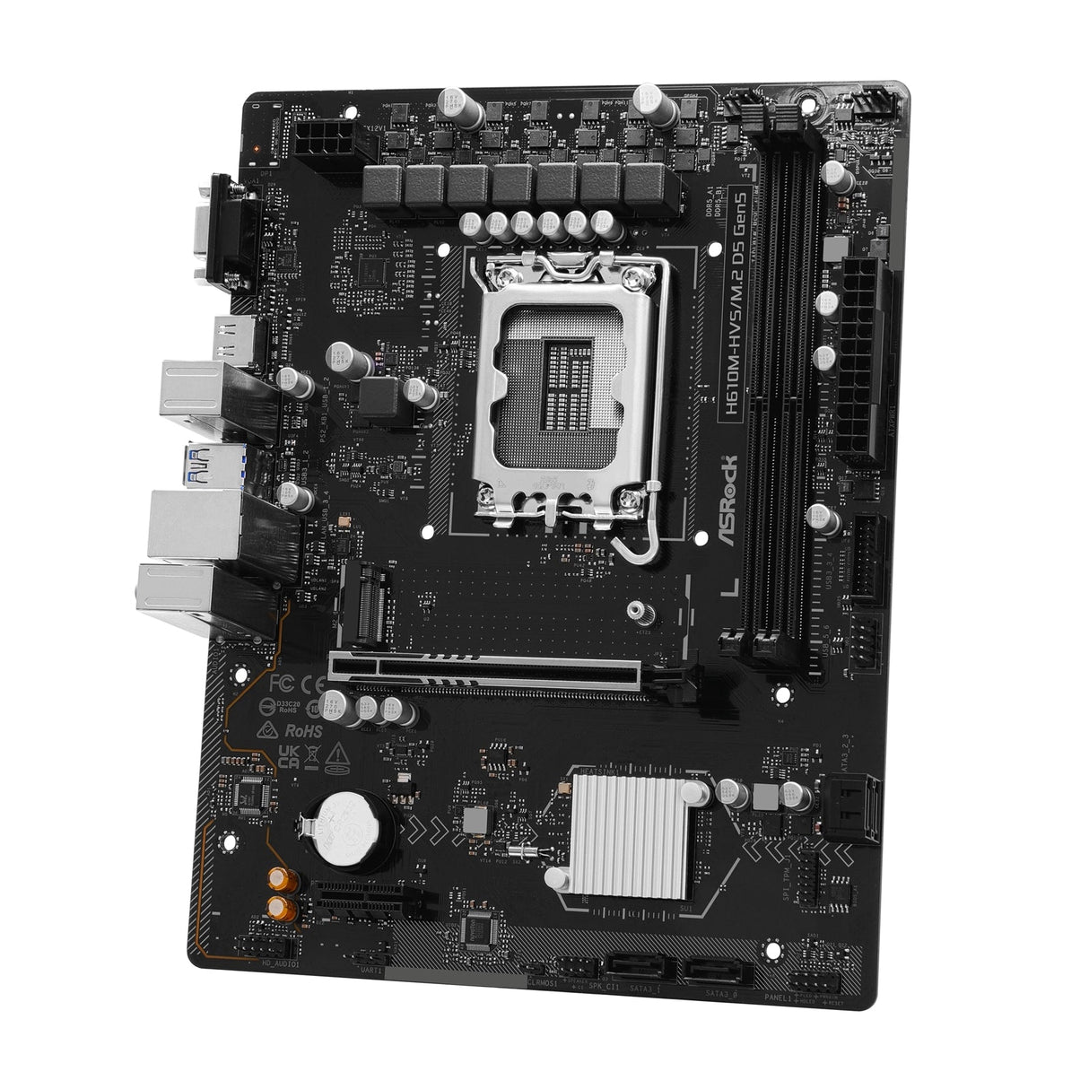 ASRock H610M-HVS/M.2 D5 GEN5 Intel 1700 Socket Motherboard, Micro-ATX, 2x DDR5 Slots, 1x M.2 Socket, GbE LAN, 1x D-Sub / 1x HDMI Port