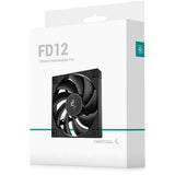 DeepCool FD12 120mm PWM Case Fan, High Airflow, Low Noise, Hydro Bearing, Daisy-Chain 8-Pin Connector, Black, Single Pack