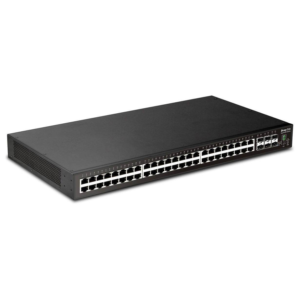 Draytek VSP2542X-K 54 Port switch with 48 PoE+ RJ-45 LAN ports, 6 10Gbpe SFP+, 400W PoE budget, and L2+ management, 2 Year Warranty