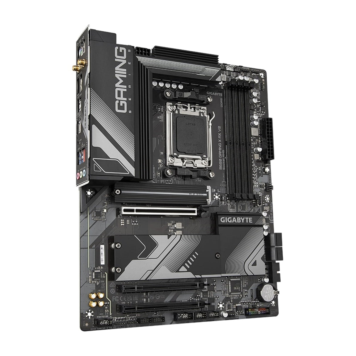 Gigabyte B650 GAMING X AX V2 AMD AM5 Socket Motherboard, ATX, 4x DDR5 Slots, 3x M.2 Sockets, Fitted I/O Shield, 2.5GbE LAN, Wi-Fi 6E, 1x DisplayPort / 1x HDMI Port