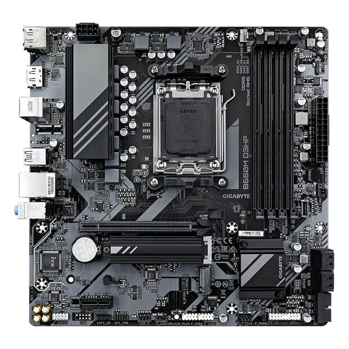 Gigabyte B650M D3HP Ultra Durable AMD AM5 Socket Motherboard, Micro-ATX, 4x DDR5 Slots, 2x M.2 Sockets, 2.5GbE LAN, 2x DisplayPorts / 1x HDMI Port