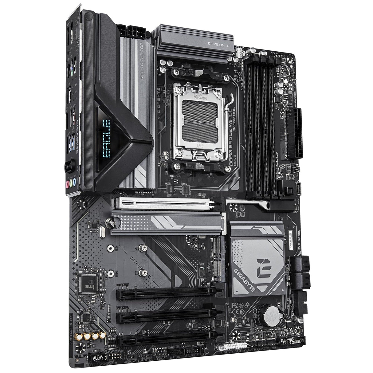 Gigabyte B850 EAGLE WIFI6E AMD AM5 Socket Motherboard, ATX, 4x DDR5 Slots, 3x M.2 Sockets, Fitted I/O Shield, GbE LAN, Wi-Fi 6E, 1x DisplayPort / 1x HDMI Port
