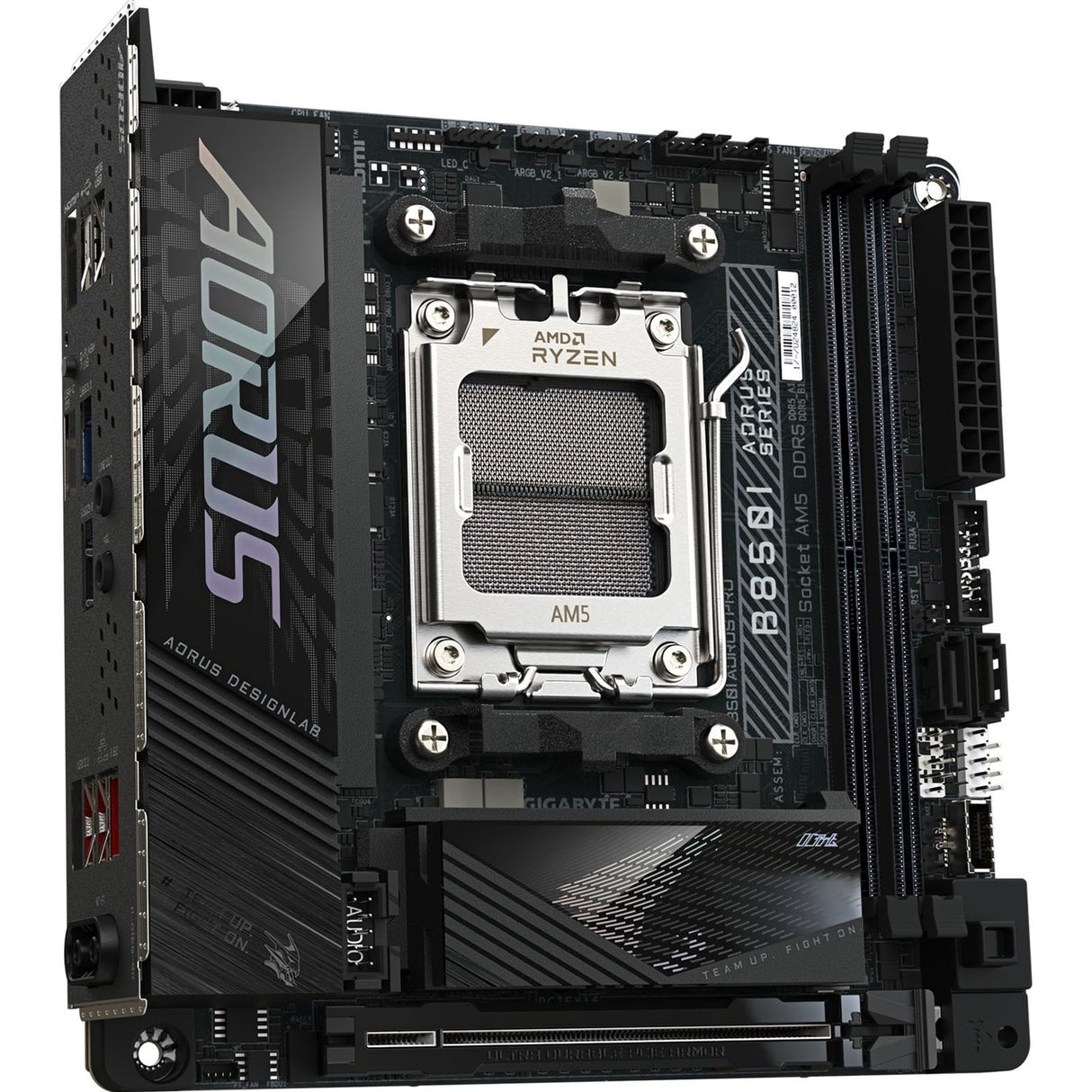 Gigabyte B850I AORUS PRO AMD AM5 Socket Motherboard, Mini-ITX, 2x DDR5 Slots, 2x M.2 Sockets, Fitted I/O Shield, 2.5GbE LAN, Wi-Fi 7, 1x HDMI Port