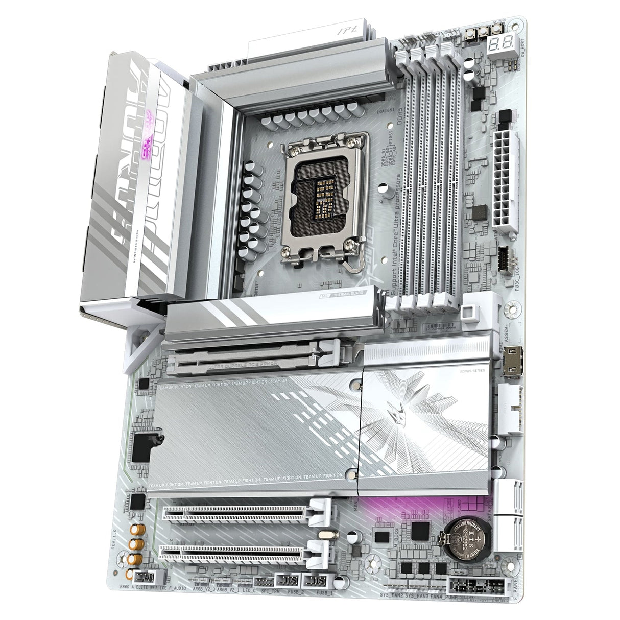 Gigabyte B860 AORUS ELITE WIFI7 ICE Intel 1851 Socket Motherboard, ATX, 4x DDR5 Slots, 3x M.2 Sockets, Fitted I/O Shield, 2.5GbE LAN, Wi-Fi 7, 1x DisplayPort / 2x HDMI / 1x USB-C (USB4)