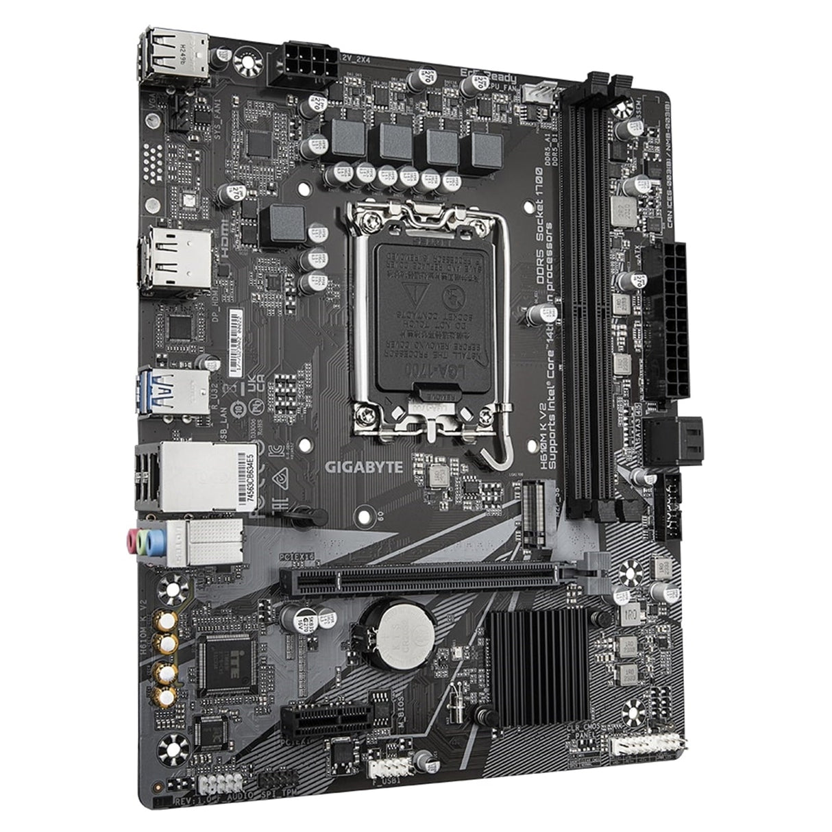 Gigabyte H610M K V2 DDR5 Anti-Sulfur Resistor Intel 1700 Socket Motherboard, Micro-ATX, 2x DDR5 Slots, 1x M.2 Socket, GbE LAN, 1x DisplayPort / 1x HDMI Port
