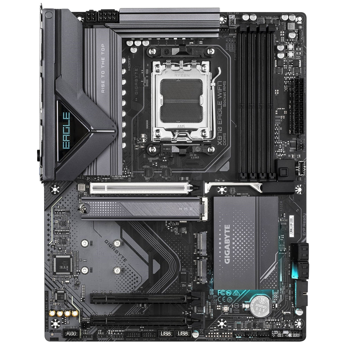 Gigabyte X870 EAGLE WIFI7 AMD AM5 Socket Motherboard, ATX, 4x DDR5 Slots, 3x M.2 Sockets, Fitted I/O Shield, 2.5GbE LAN, Wi-Fi 7, 1x HDMI Port / 2x USB-C (USB4)