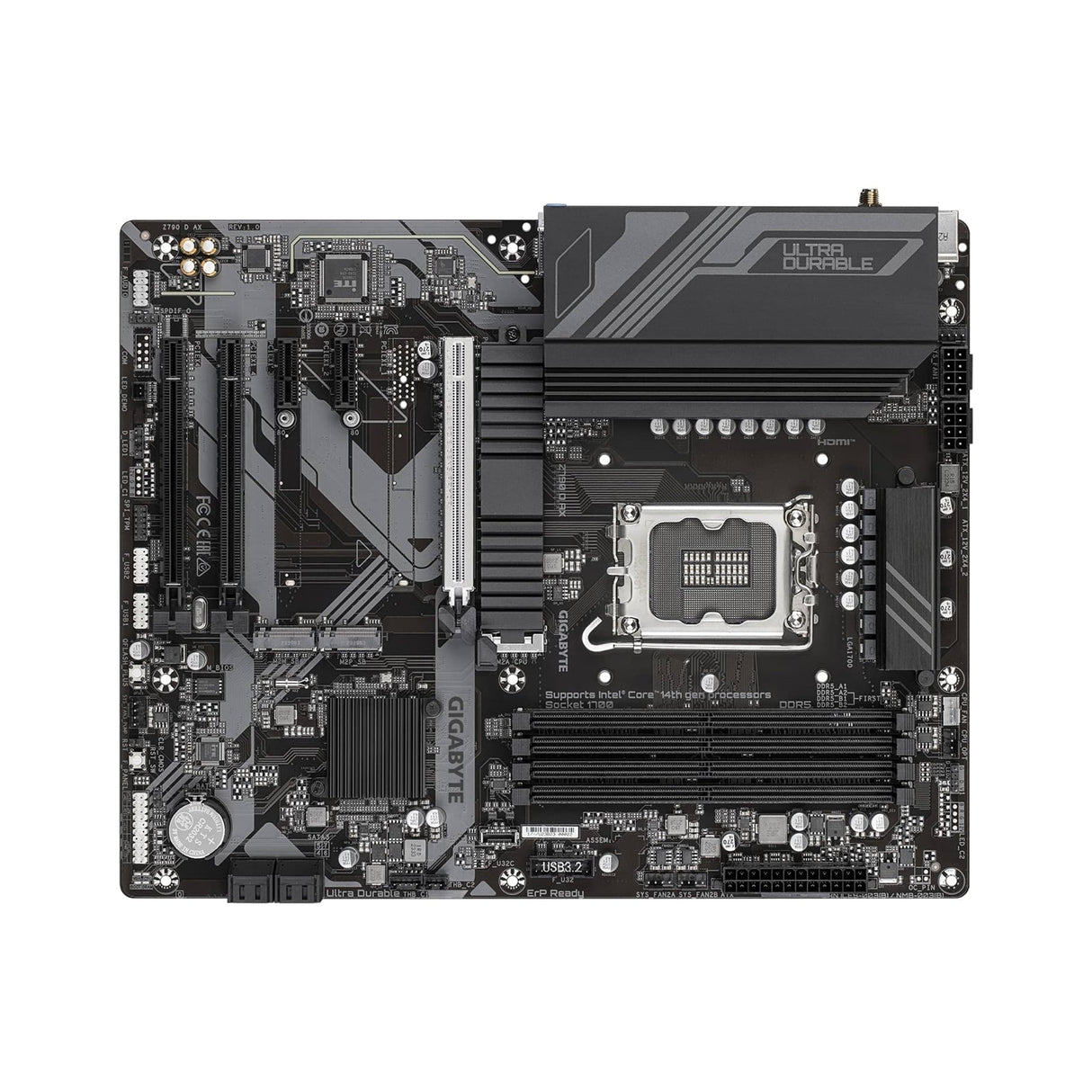Gigabyte Z790 D AX Ultra Durable Intel 1700 Socket Motherboard, ATX, 4x DDR5 Slots, 3x M.2 Sockets, 2.5GbE LAN, Wi-Fi 6E, 1x DisplayPort / 1x HDMI Port