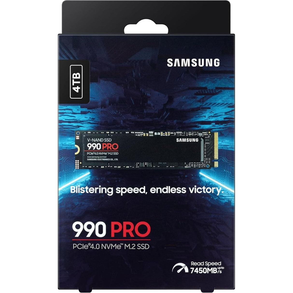 Samsung 990 PRO(MZ-V9P4T0BW ) 4TB NVMe SSD, PCIe Gen4, M.2 Interface, 2280, Read 7450 MB/s, Write 6900 MB/s, 5 Year Warranty