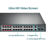 TP-Link TL-SL1226P 24-Port Metal 10/100Mbps + 2-Port Gigabit Unmanaged PoE+ Switch (250W)